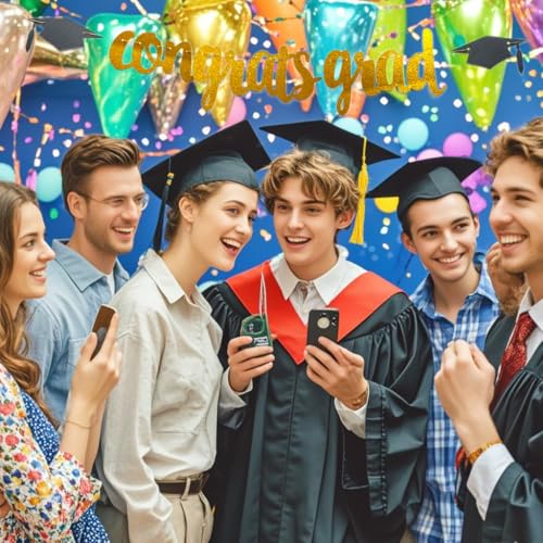 Congrats Grad Glitter Banner with Cap Garland Gold Party Decoration