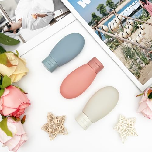 3 Pack Leakproof Travel Bottles Set - 60ml Squeezable Containers with Bag