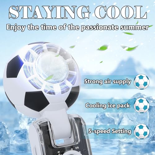 Portable Handheld Turbo Fan with Cooling - Soccer Shaped White Mini Fan