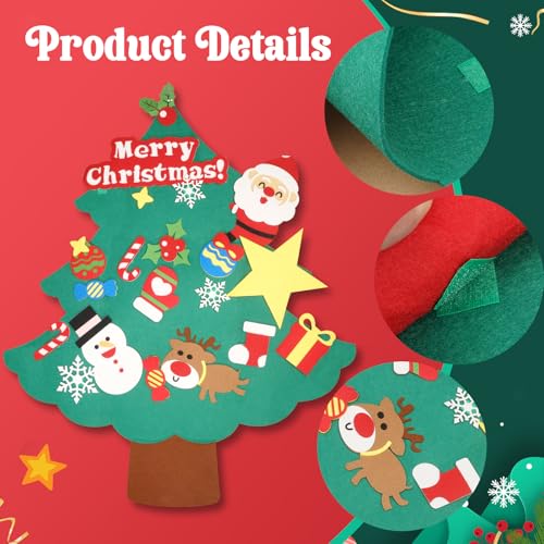 DIY Felt Christmas Tree Wall Decor with Ornaments - Holiday Season Decoration