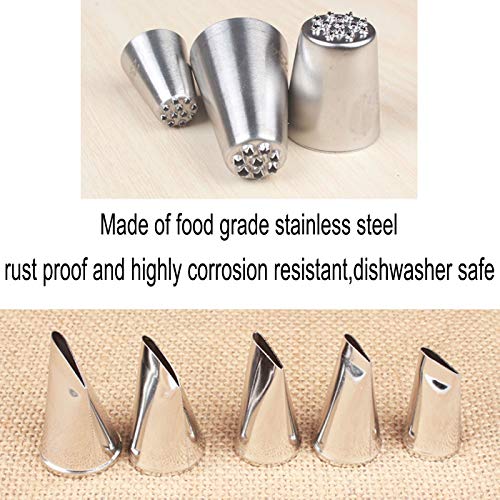 DaNaRaa 8-Piece Stainless Steel Piping Tips Set & Russian Grass Cream Nozzles