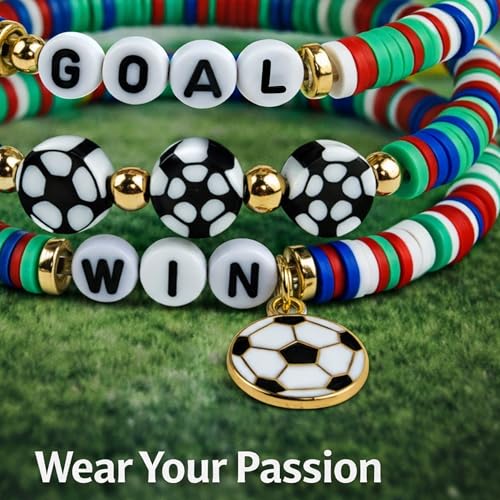 USA Soccer Bracelet Set - 6 Pack Motivational Accessories