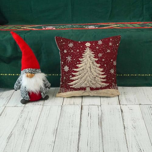 ONWAY Red Christmas Pillow Cover 18x18 Inch Winter Holiday Snowflake Decor
