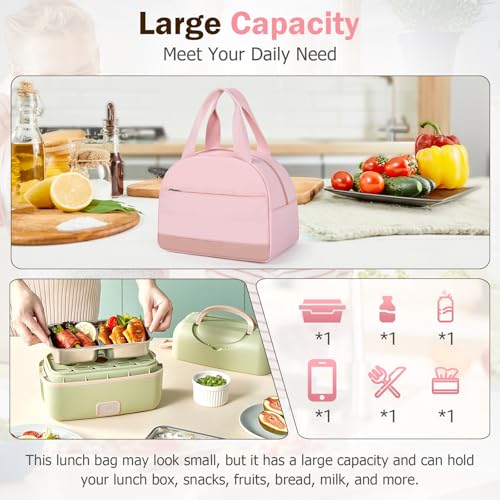 Pink Insulated Lunch Bag for Women - Medium Size - MIAOJIE