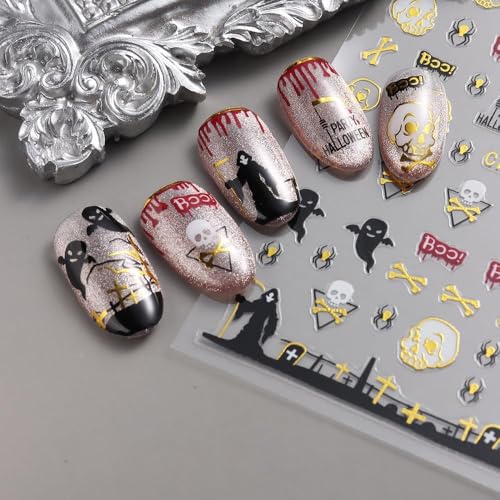 8-Sheet Halloween Nail Stickers Self-Adhesive Spider Web Decals