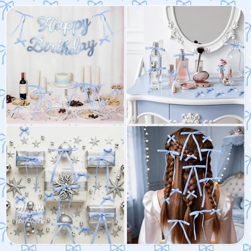 60PCS Blue Bow Decorations for Birthday & Baby Showers