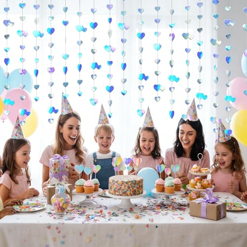Iridescent Heart Garland - 52Ft Wedding & Party Decoration