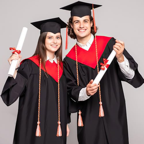 Slergut Orange and White Graduation Honor Cords with Tassels 67" Long