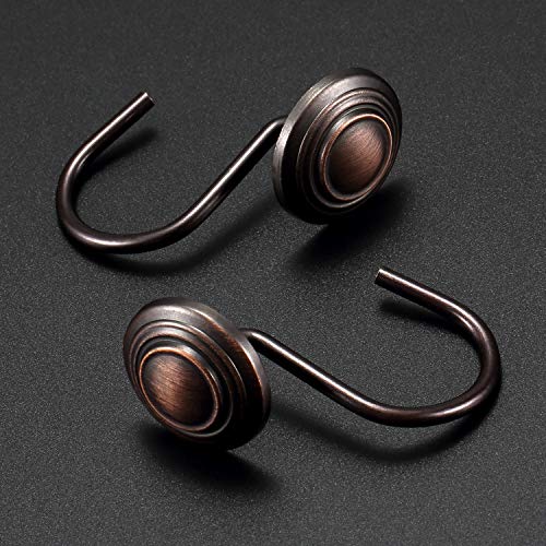 CHICTIE Bronze Shower Curtain Hooks - Rustproof Metal Rings, Set of 12
