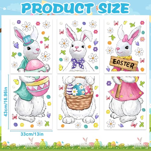 Easter Bunny Window Clings - 6 Large Decals for Spring Decor