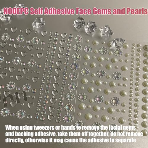 Face Gems and Pearl Stickers Self Adhesive Festival Body Hair Jewels