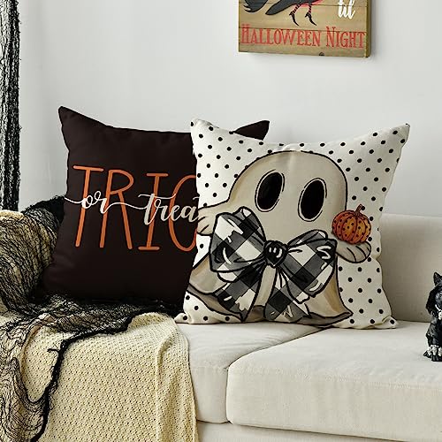 AVOIN colorlife Halloween Throw Pillow Covers, 18x18 Inch Ghost Set of 4