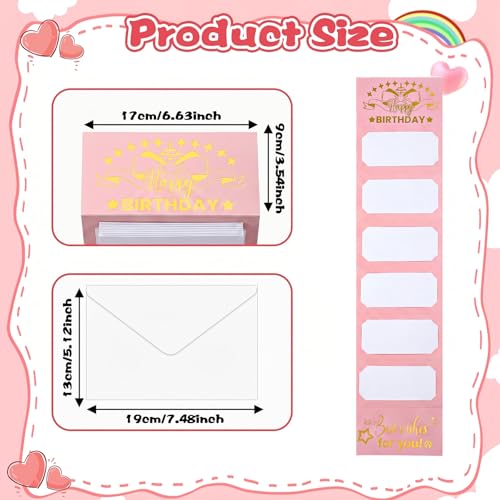 Pink Birthday Money Holder for Cash with Gold Cake Design