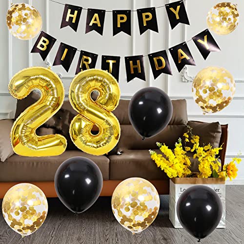Gold 16th Birthday Decoration Kit with Banner & Balloons