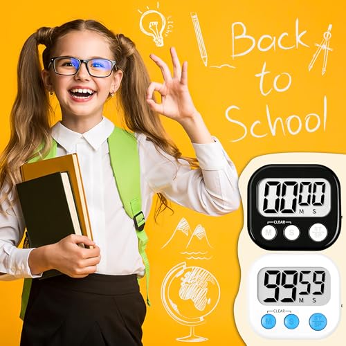 ZILLEEN Digital Classroom Timer for Kids - 2 Pack Black & White