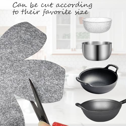 Pot and Pan Protectors Set - 6 Thick Felt Dividers in 3 Sizes