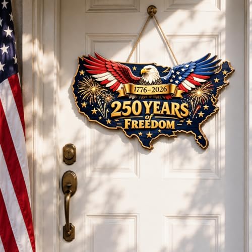 250th Anniversary Eagle Wreath - Patriotic Wooden Door Decor