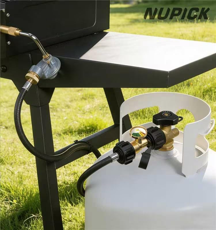 NUPICK Propane Tank Gauge - Level Indicator with QCC1 Connector for 5-40lb Tanks | BBQ & Heater Use