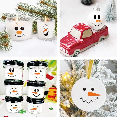 60pcs Snowman Face Stickers - Cute Christmas Decorations for Crafts