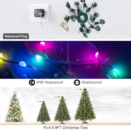 Smart LED Christmas Tree String Lights with Ring App Control - 200 LEDs, Indoor & Outdoor, Warm/Cool White or Multicolor