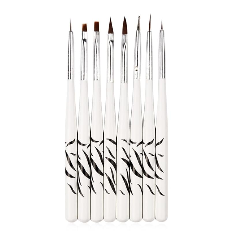 COOLHIYA Zebra Pattern Nail Art Brush Pens Set 8 Pcs with Protective Tubes