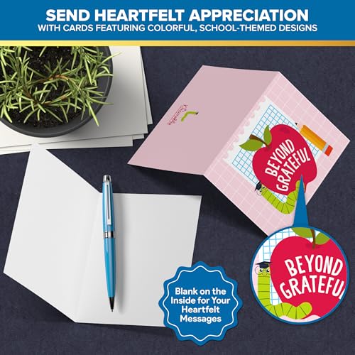 24 Pack Colorful Teacher Thank You Cards - 4x6in Set