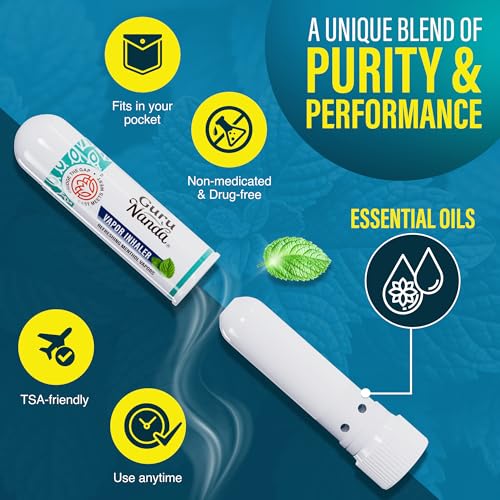 GuruNanda Vapor Inhaler Nasal Stick with Essential Oils for Congestion Relief