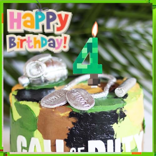 Green Number 5 Birthday Candle - Fun TNT Cake Topper