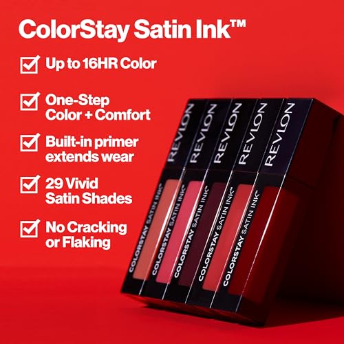Revlon ColorStay Satin Ink Liquid Lipstick, 022 Black Cherry, 0.17 fl oz
