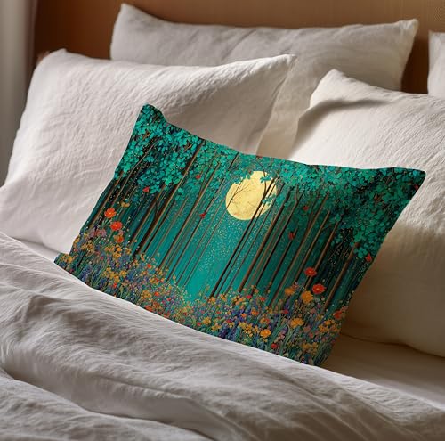 Vveeyyee Morris Forest Moon Lumbar Pillow Cover 12x20 Inch Variation 9