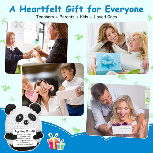 Black Positive Crochet Panda Plush Toy - Handmade Emotional Support Gift for Women & Men