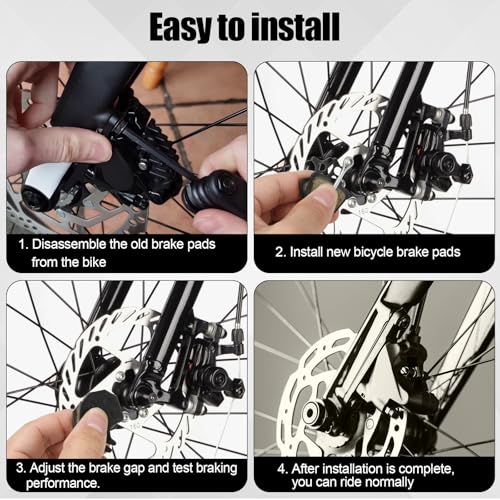 4 Pairs Bike Brake Pads, Excellent Performance Mountain Bike Disk Brake Pads Replacement Compatible with Giant DA6 DA7 DA8, for Formula The One ORO K18 K24