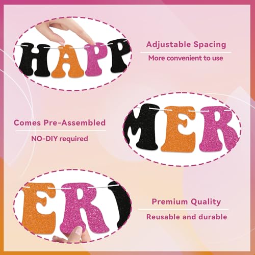 Happy Summerween Glitter Banner - Summer Halloween Party Decorations