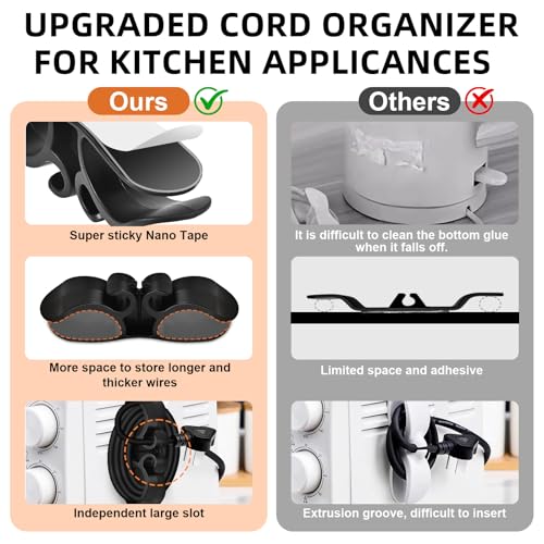8-Pack Appliance Cord Organizer - Adhesive Cord Wrap for Kitchen Appliances