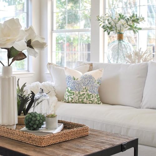 PANDICORN Blue Hydrangea Throw Pillow Covers Set of 4 - 16x16 Inch Spring Decor