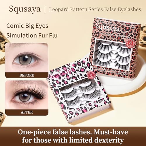 Sqsaya Wispy False Eyelashes 5 Pairs Natural Look Lightweight Fluffy Lashes
