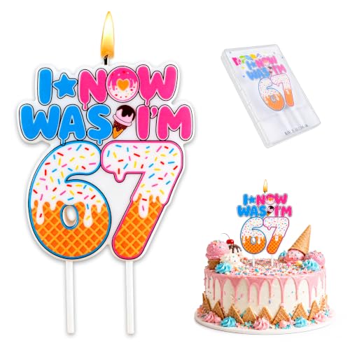 Ice Cream Drip Birthday Candle - I Was 6 Now I'm 7 Cake Topper