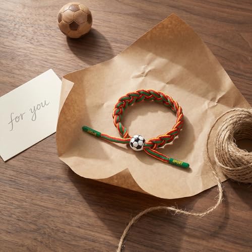Threetols Adjustable Handmade Soccer Braided Bracelet for Fans
