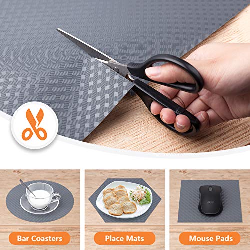 StaHom Non-Adhesive Shelf Liner, Waterproof EVA Gray Diagonal Pattern 11.8"x59"