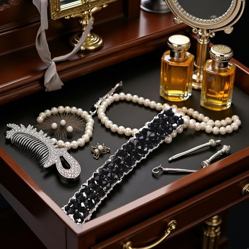 Black Rhinestone Hair Barrette Handmade Metal Alligator Styling Clip