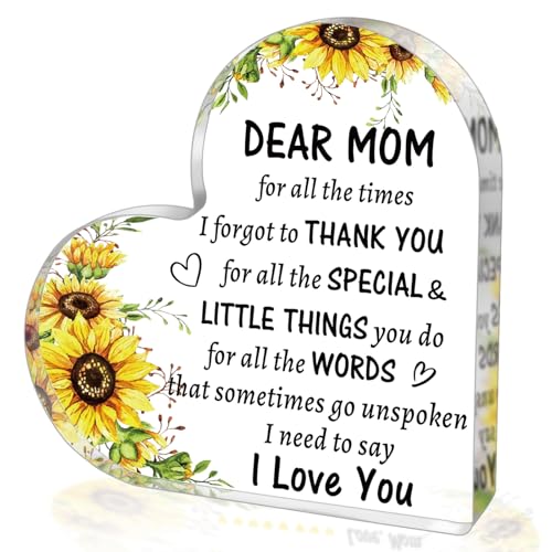 Mom Acrylic Heart Sign - Thoughtful Birthday Gift from Daughter/Son