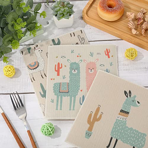 Set of 6 Cotton Alpaca Swedish Kitchen Dishcloths - Absorbent & Reusable Cleaning Towels