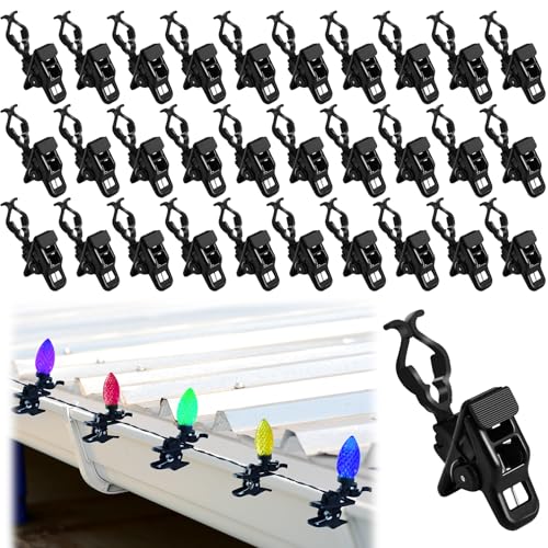 Black 90PCS Christmas Light Clips - Universal Outdoor Gutter & Shingle Hooks