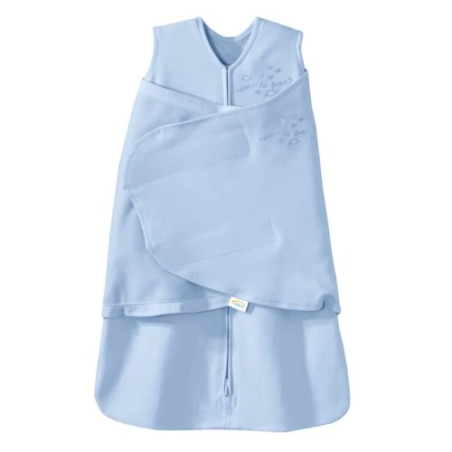 HALO 100% Cotton Sleepsack Swaddle - 3-Way Adjustable Wearable Blanket, TOG 1.5, Baby Blue, Newborn 0-3 Months