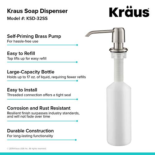 KRAUS Kitchen Soap and Lotion Dispenser in Stainless Steel, KSD-32SS
