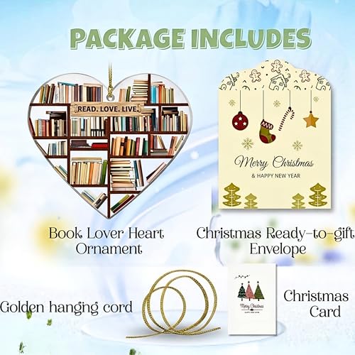 Heart Shaped Book Ornament - Christmas Decoration for Book Lovers
