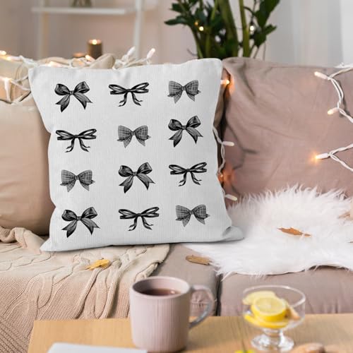 Black Bow Throw Pillow Cover 18x18 | Girly Room Decor