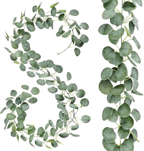 12ft Eucalyptus Garland Set - 2 Pack Faux Silk Vines for Weddings & Decor