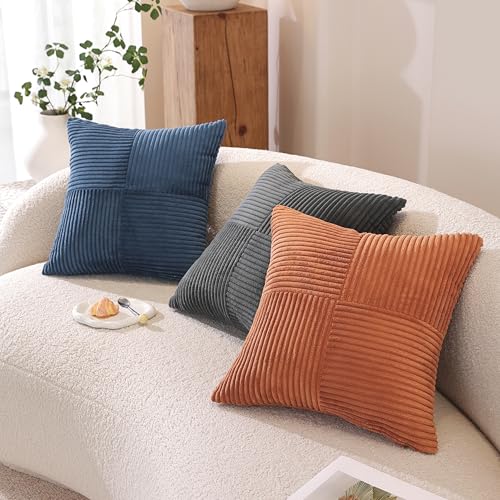 TAOSON Grey Velvet Throw Pillow Covers, 18x18 Inch Square Cushion Cases, Set of 2