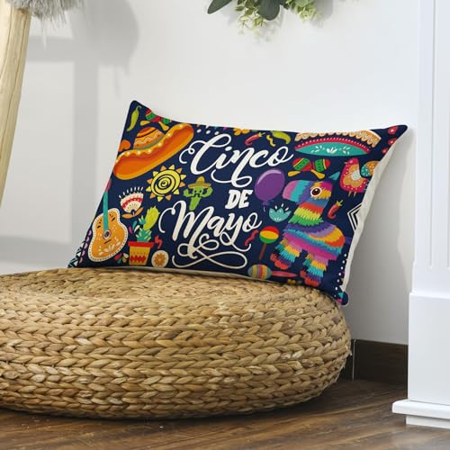 Cinco de Mayo Sombrero Guitar Balloon Pillow Cover 12x20